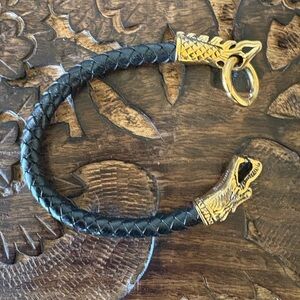 Dragon Clasp Black and Gold Men's Bracelet
